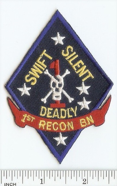 USMC 1st Recon Battalion VIETNAM-style small PATCH Swift-Silent-Deadly! Marines!