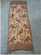100% Pashmina Paisle Print Large Scarf/Shawl Lagenlook 68.5 in. long by 28 in.