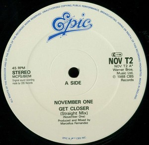 November One - Get Closer - Used Vinyl Record 12 - J1177z