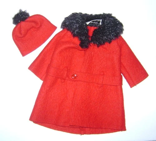 Vintage BARBIE IT'S COLD OUTSIDE COAT & HAT, Red One, 1964 - 66, Free Shipping!
