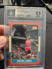 1986 Fleer Michael Jordan #57 RC Rookie Card BGS 8.5 W 3 BGS 9 Regrade? ? PSA. rookie card picture