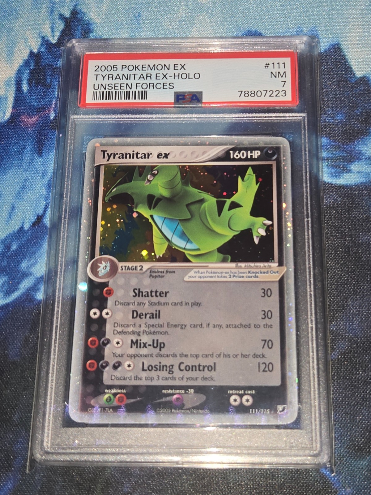 Pokemon TCG: 2005 Unseen Forces Tyranitar EX-Holo 111/115 PSA 7