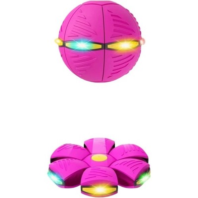 Kids LED Light Up Flying Disc Ball Deformation Toy Pink 2 Pack Pop Phlat Magic