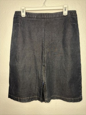 Skirt Size 14 Halogen Jean Blue Denim Straight Stretch Knee Zip Back