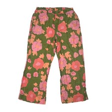 Birds of Paradise by Trovata Floral Pink/Green Cropped Willa Pants Womens size M
