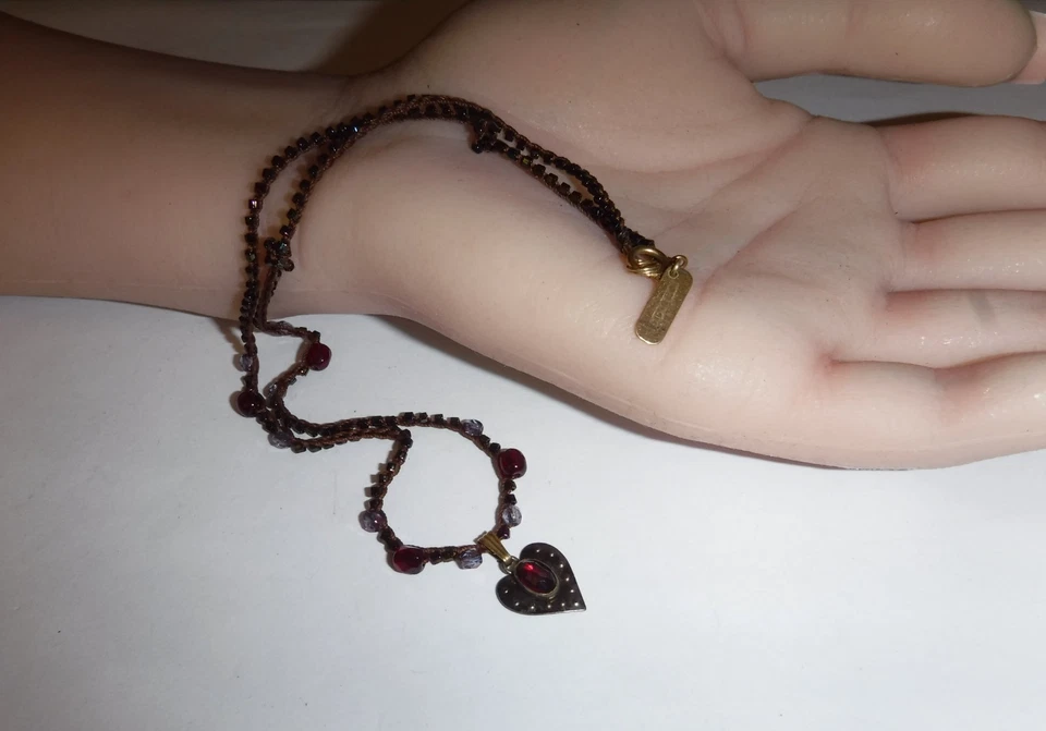 Delicado collar colgante Holly Yashi 14K cierre GF cuentas de cristal de ganchillo de 16,5" Foto 3 de 4