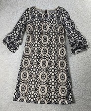 Anthropologie Taylor Dress XS Black Lace Overlay Mandala Floral Ruffle Shift