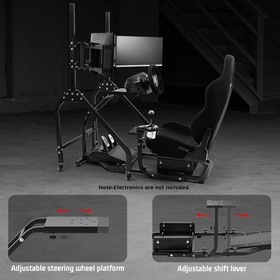 Dardoo Racing Simulator Cockpit With Seat & Triple Monitor Stand Fits Logitech