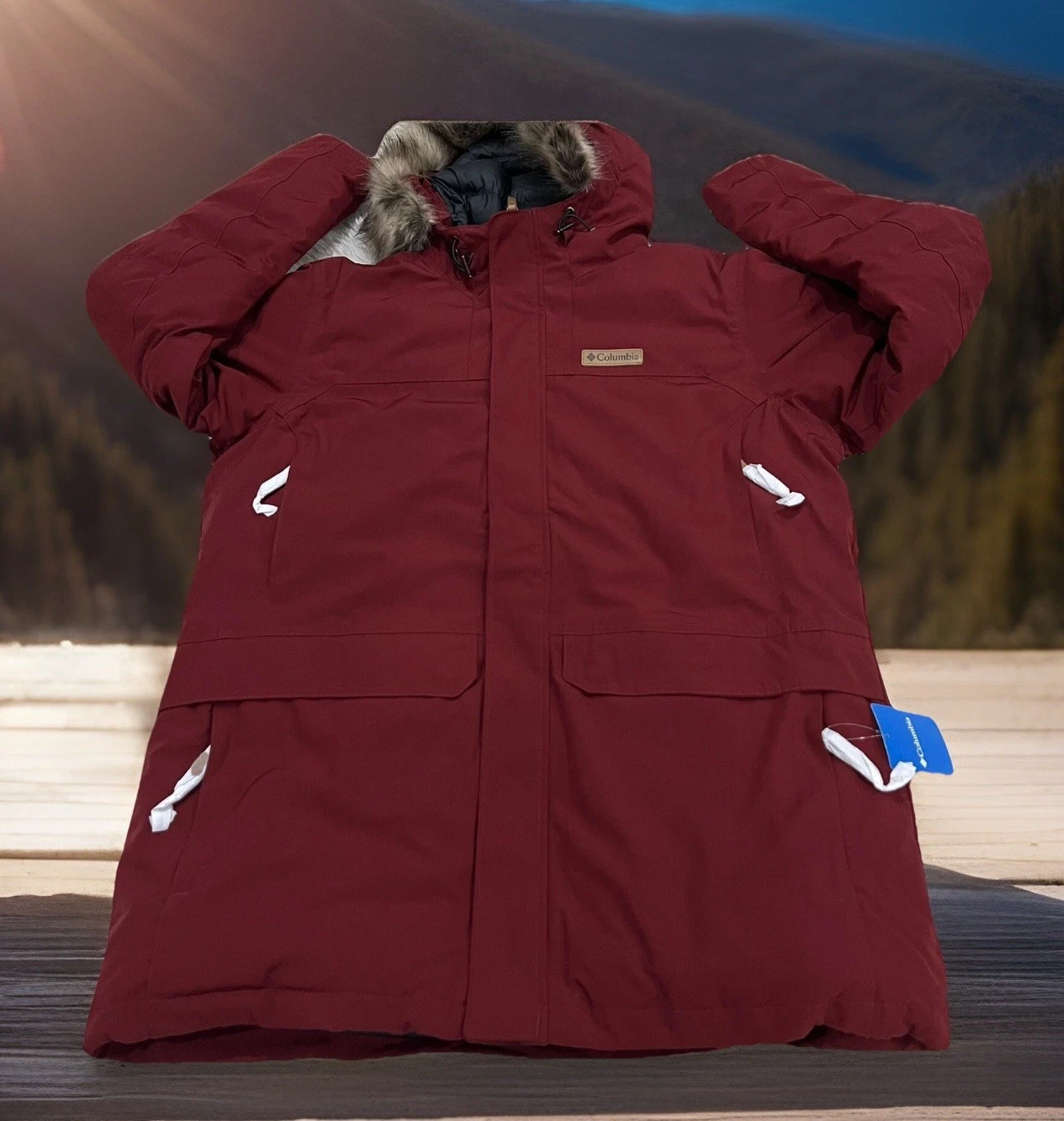 Columbia Marquam Peak Parka Men black Maroon WM1496-664 Men Sz L NWT