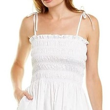 NWT Tory Burch Women's White Cotton Smocked Short Sleeveless Dress M