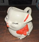 Shawnee Pottery Pitcher Creamer Smiling Pig Red Bow Vintage Look at Photos