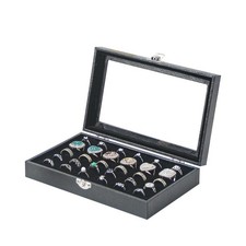 Adugay Ring Display Case,Jewelry Organizer Box For 30 slots, Black 