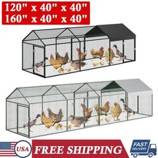 Metal Chicken Coop Walk In Chicken Run Outdoor Hen House Habitat Cage With Cover