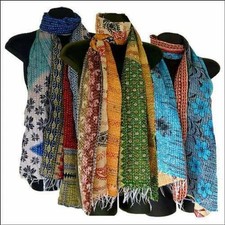 10 Pc Wholesale Lot Vintage Kantha Cotton Allover Scarf Shawls Reversible Stole
