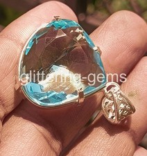 Natural Blue Aquamarine 57.70 Ct Pear Cut 925 Silver Pendant IGL Loose Gems 6YHU