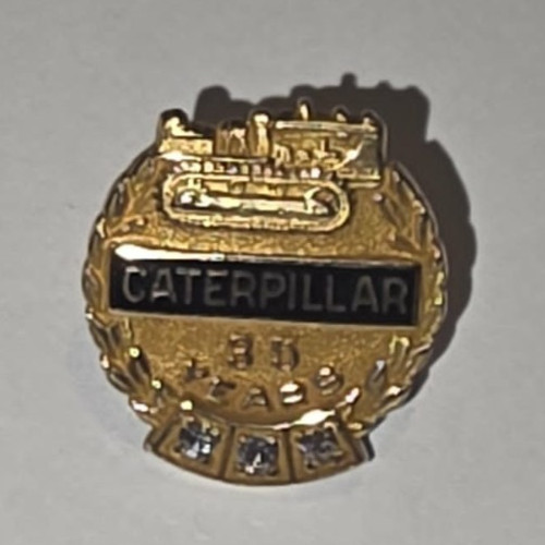 CATERPILLAR DOZER 35 YEAR ANNIVERSARY 10K GOLD SERVICE PIN WITH 3 DIAMONDS