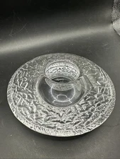 Vintage Orrefors Sweden Lars Hellsten Discus Crystal Glass Votive Candle Holder