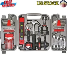 53 Piece Tool Kit Household W/ Pliers Hammer Wrenches Screwdrivers Storage Case
