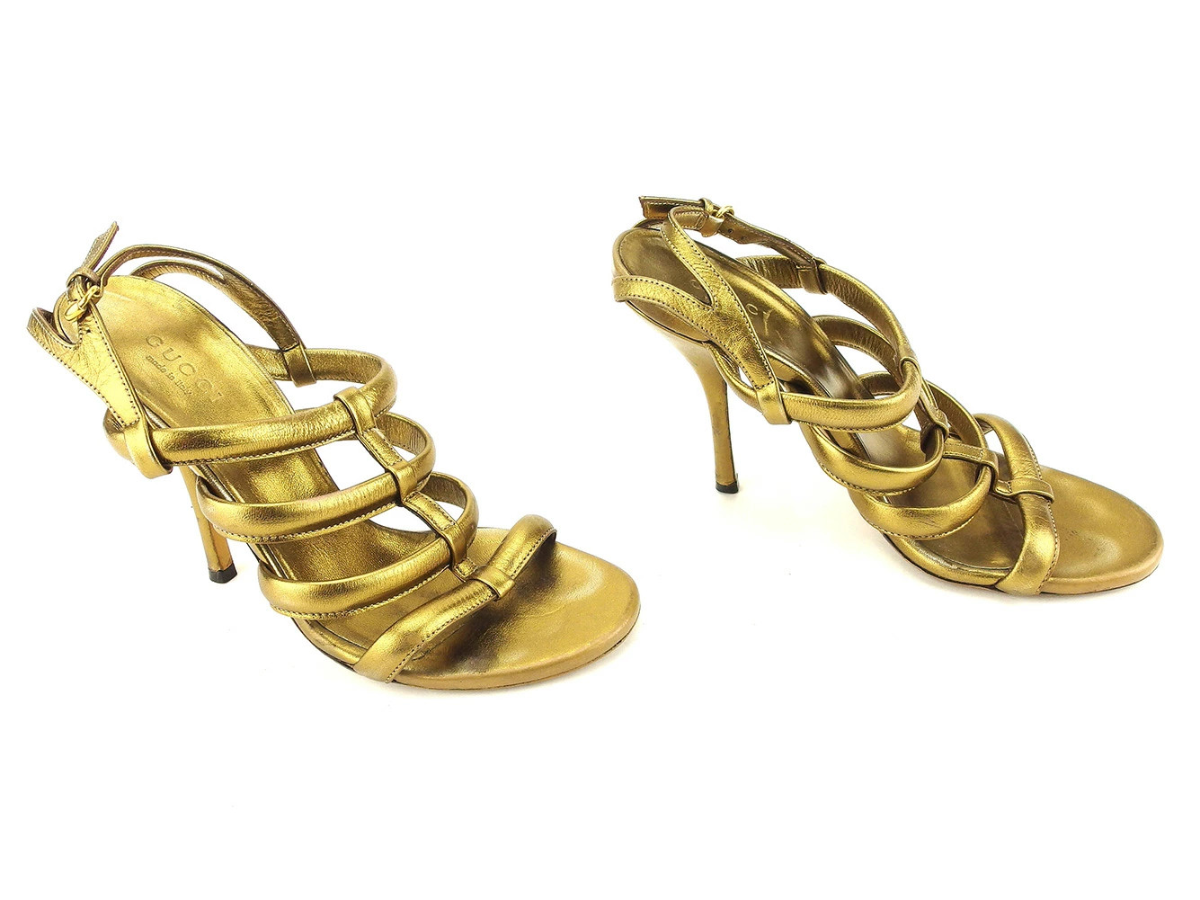 GUCCI Sandals Shoes #35 Pin Heel Gladiator GSeries Leather GUCCI t5124s Brand Hi thumbnail 5