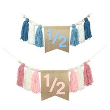 Happy 6 Month Banner Half Year Birthday Decorations Boho Tassel Garland Banner