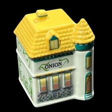 Lenox Village Onion Cottage Jar Yellow Roof T...