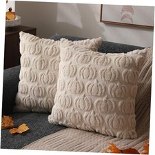 Fall Pillow Covers 18x18 Set of 2 Fall Decorations 18" x 18" Pack of 2 Beige