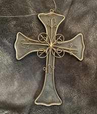 Cross Ornament Decorative Clear Silver Window Decoration Religious Holiday Decor