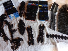 GROS Lot dentelles anciennes et perles de Jais pour couture confection vêtements
