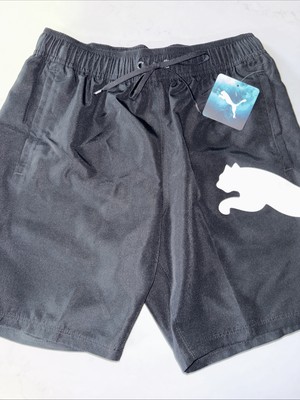 PUMA Men's Small Power Volley Swim Trunk Board Short Swimwear Cat Black 8'' NWT