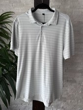 Lululemon Evolution Short Sleeve Light Grey Serenity Stripe Polo Shirt Size L
