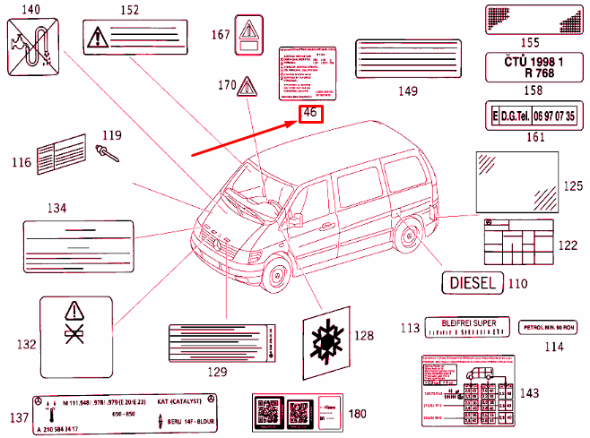 MERCEDES-BENZ VITO 638 Klimaanlagen-Leitzeichen A6388170620
