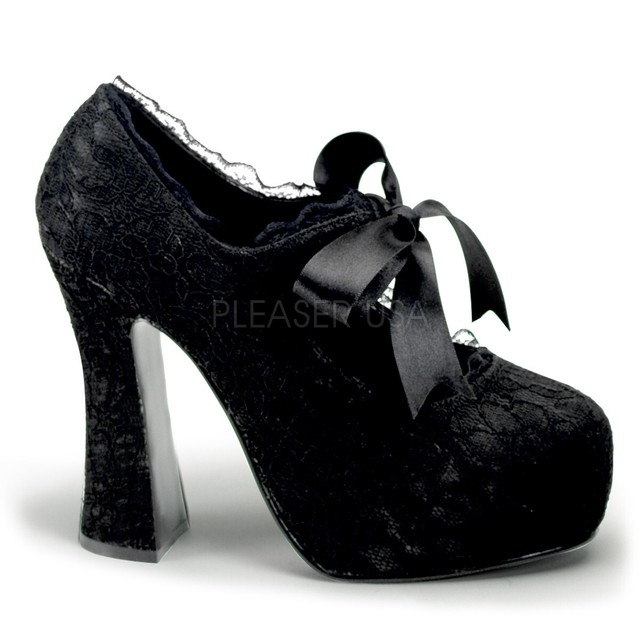 black lace platform heels