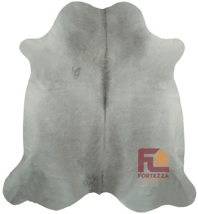 Alfombra de cuero de vaca gris | Calidad premium | Extra grande 6' x 7'-8' Foto 2 de 4