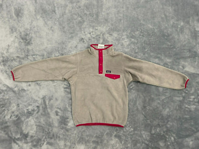 PATAGONIA SYNCHILLA GIRLS JACKET EXTRA LARGE (14) GRAY PINK SNAP T FLEECE