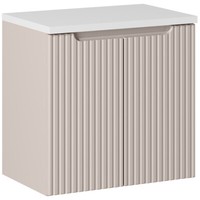 Badezimmer Waschtischunterschrank Waschbeckenschrank 60 Cm Kaschmir Beige Weiß