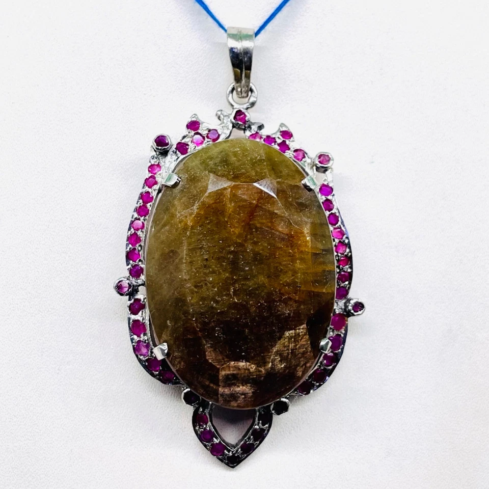 52.46 G Zertifiziert Natürlich Nicht Erhitzt Saphir Rubine 925 Sterlingsilber - Bild 4 von 4