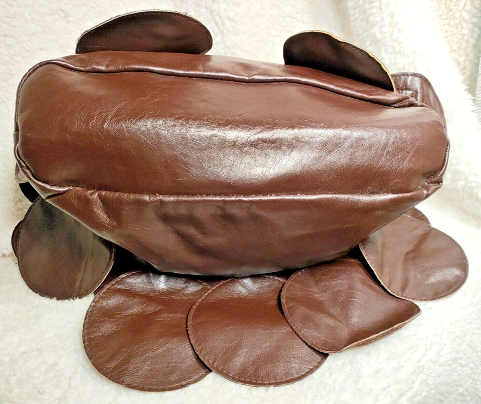 Large Dark Brown faux Leather Shoulder Bag With Circle Fringe eBay