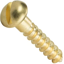 #2 x 3/8" Brass Round Head Wood Screws Slotted Drive Qty 500
