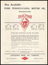 1928 Real Penn Pure Pennsylvania Motor Oils Gustafson Bros Oil Company Print Ad