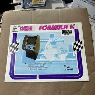 Old Stock Original Vintage FORMULA K  kee games    ARCADE Video GAME  FLYER