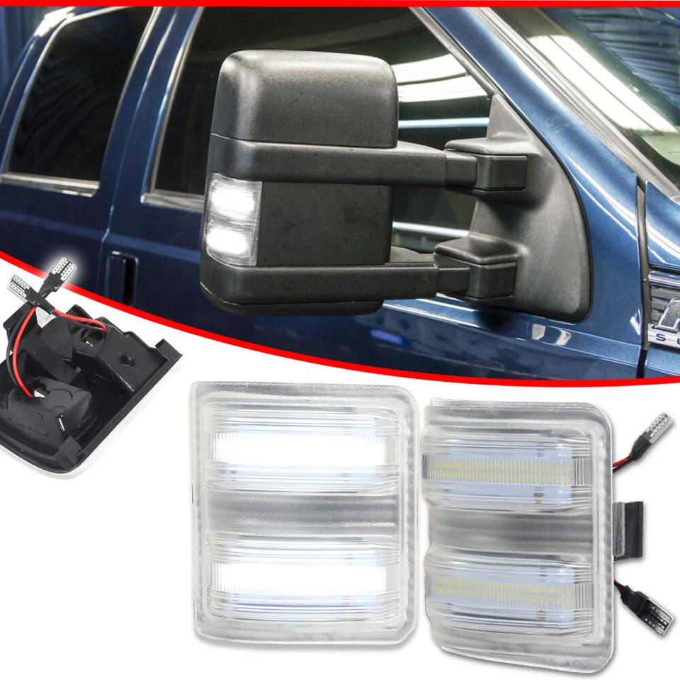 Luzes espelhadas laterais de LED brancas claras Super Duty para 08-16 Ford F250 F350 F450 F550 - Imagem 2 de 4