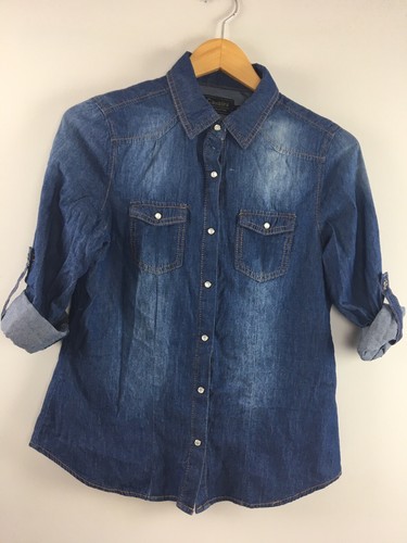 Cavalini Denim Shirt S Small Jean Pearl 