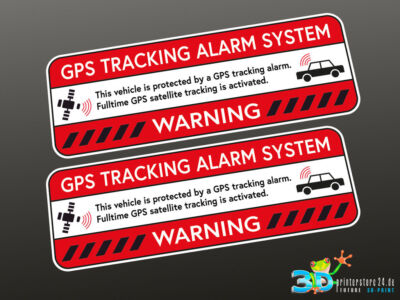 2 x GPS Tracking Alarm Aufkleber Sticker, Anti Theft, Alarmanlage Warnaufkleber