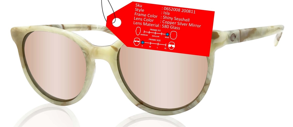 Costa Del Mar sunglasses Isla Seashell Copper Silver Mirror  display picture 3