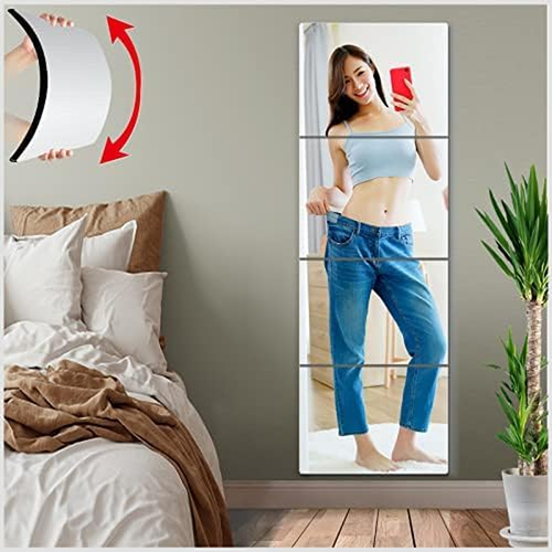 Unbreakable Full Length Wall Mirror Cheap,Over the Door Mirror,4 Pcs 10"X10",Sha