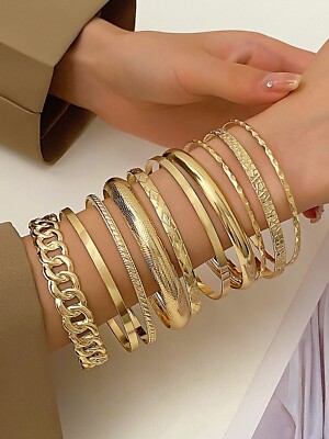 Pulseras de Oro 10K Joyería Fina de Moda y Regalos Para Mujer Brazalete Esclavas
