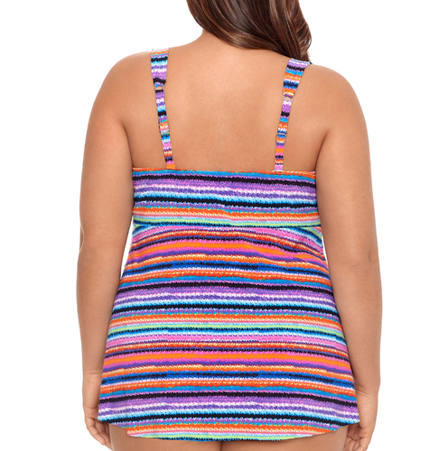 Trimshaper Lily A-Line Striped Tankini Swimsuit Top Plus Size 22W New | eBay
