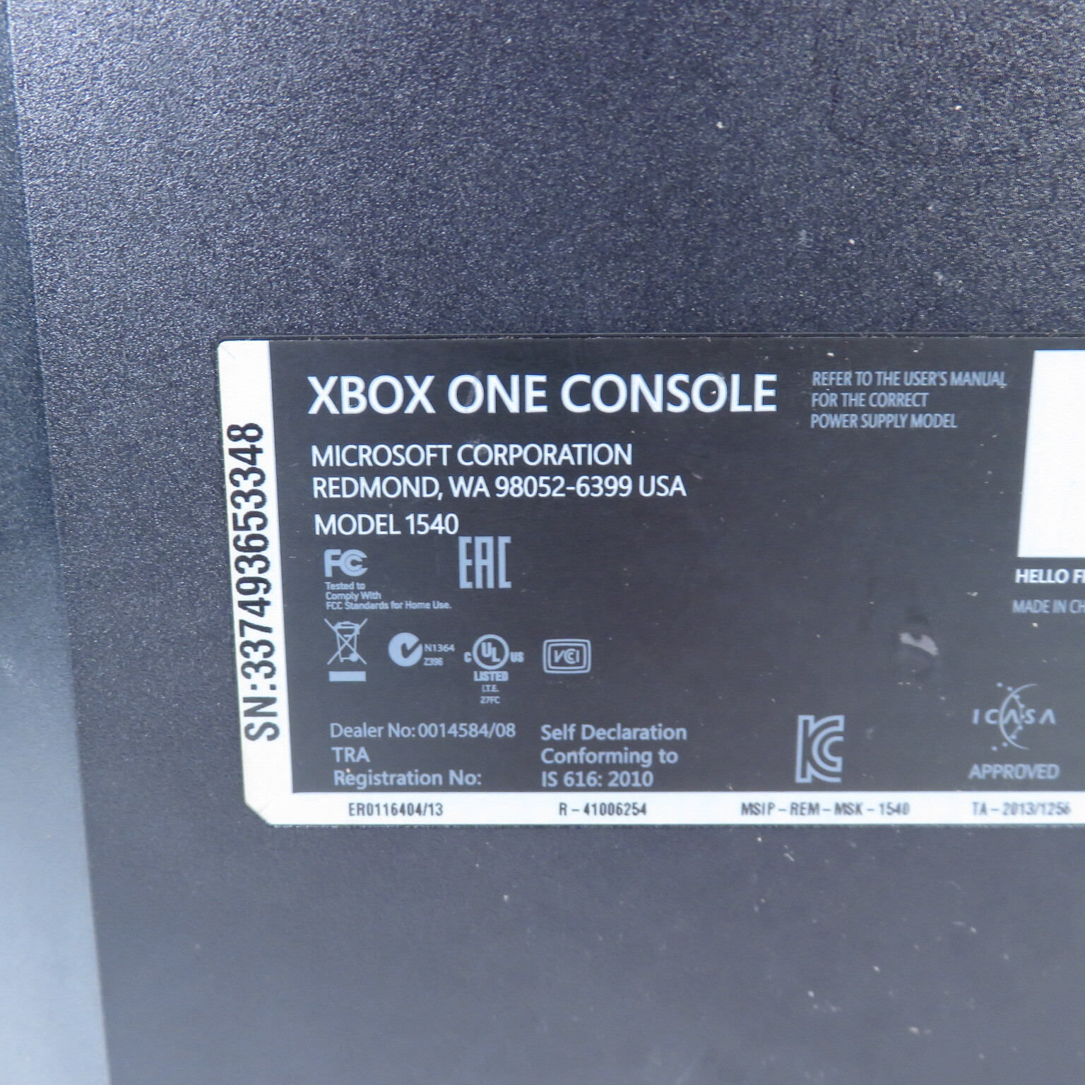 Microsoft Xbox One 1540 1TB HDD Black Body Home Video Game Console 8768