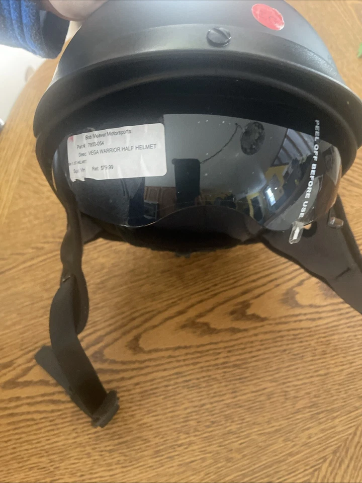 Vega Men's Women’s Warrior Half Face Motorcycle Helmet - Matte Black - L 59-60cm - Image 2 of 3