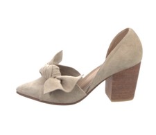 Ulla Johnson Suede Bow Tie Block Heel Pointed Toe Pumps Sz 37 Us 7